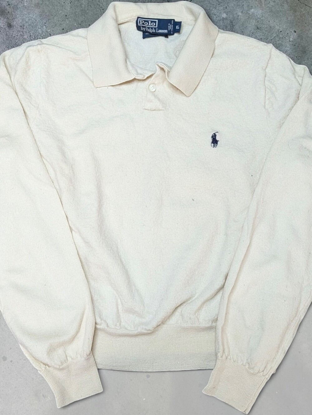 Vintage Polo Ralph Lauren Merino Wool Pullover Collared Sweatshirt Size Mens XS